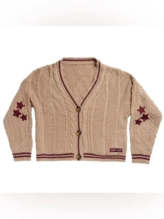 Authentic Taylor Swift Beige Folklore Holiday Edition Cardigan Sweater Size M/L - Picture 1 of 6